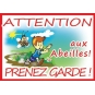 PANCARTE RECTANGULAIRE PVC "ATTENTION ABEILLES" MODELE PETIT GARCON