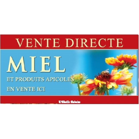 BANNIERE "MIEL" MODELE FLEUR/FOND BLEU