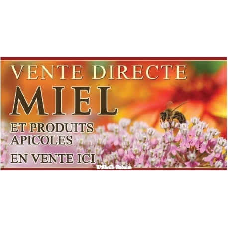 BANNIERE "MIEL" MODELE FLEUR BLANCHE/ROSE