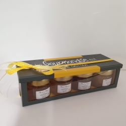 COFFRET GOURMANDISE: 4 pots de 125 g de miel assortis, coffr