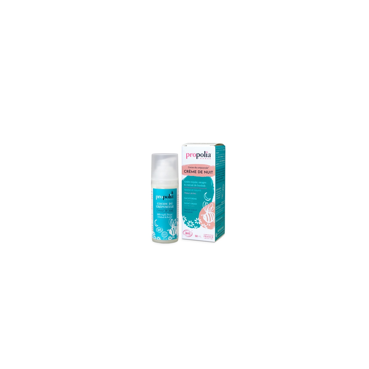 CREME DE NUIT BIO (flacon pompe 50 ml) Peaux Sèches