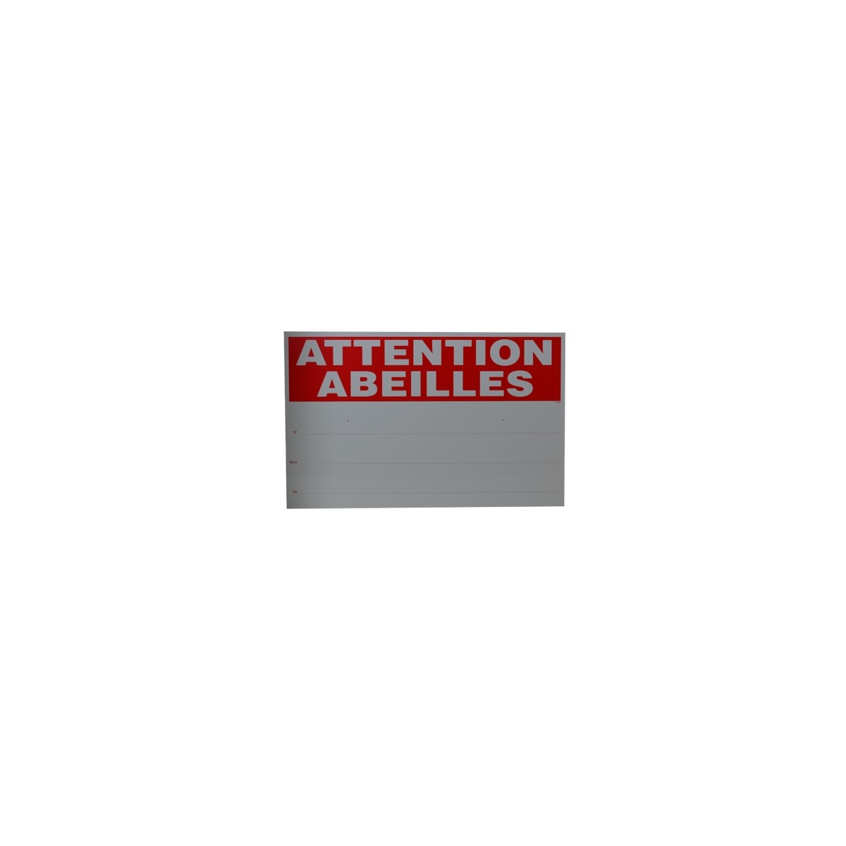 PANCARTE RECTANGULAIRE ATTENTION ABEILLES (40 x 25 cm)