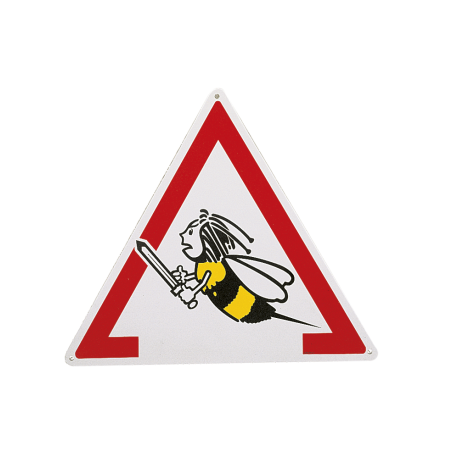 PANCARTE TRIANGULAIRE ATTENTION ABEILLES (29 x 24.5 cm)
