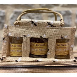 PANIER TOILE 3 pots de 250 g de miel