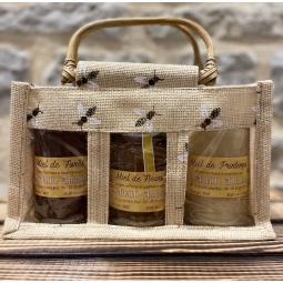 PANIER TOILE 3 pots de 500 g de miel