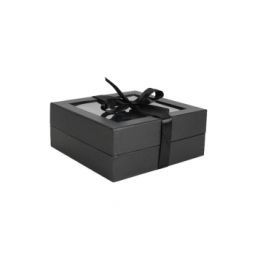 COFFRET NOIR AVEC FENETRE, FERMETURE RUBAN, 18*18*7,5