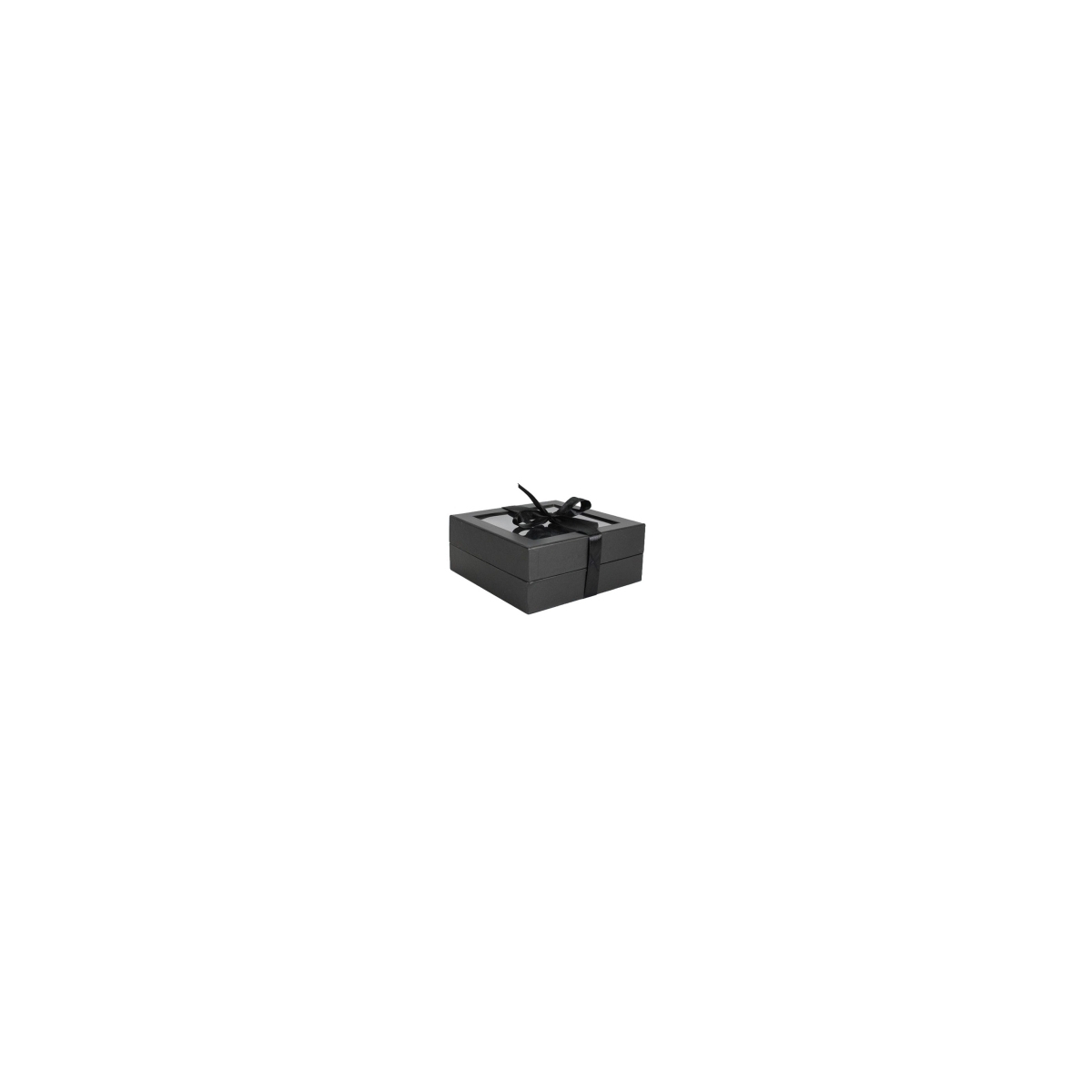 COFFRET NOIR AVEC FENETRE, FERMETURE RUBAN, 18*18*7,5