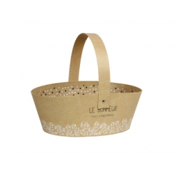 PANIER OVALE EN CARTON "LE BONHEUR TOUT SIMPLEMENT" 24*19*8