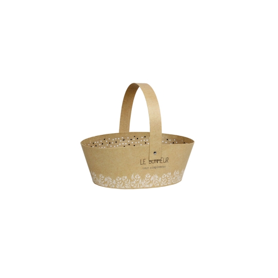 PANIER OVALE EN CARTON "LE BONHEUR TOUT SIMPLEMENT" 24*19*8
