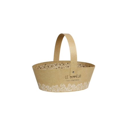 PANIER OVALE EN CARTON "LE BONHEUR TOUT SIMPLEMENT" 24*19*8