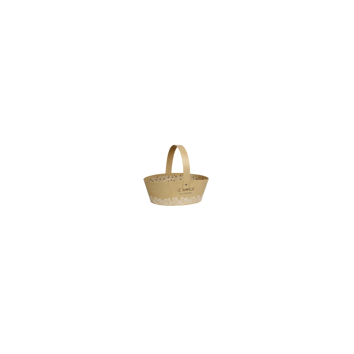 PANIER OVALE EN CARTON "LE BONHEUR TOUT SIMPLEMENT" 24*19*8