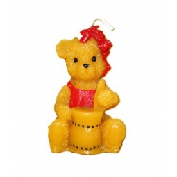 BOUGIE: OURSON FILLETTE AVEC POT MIEL