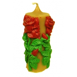 BOUGIE: CIERGE DECOR ROSE DECORE