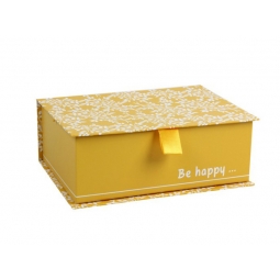 COFFRET RECTANGLE PLAT "BE HAPPY" 19*14*7 cm