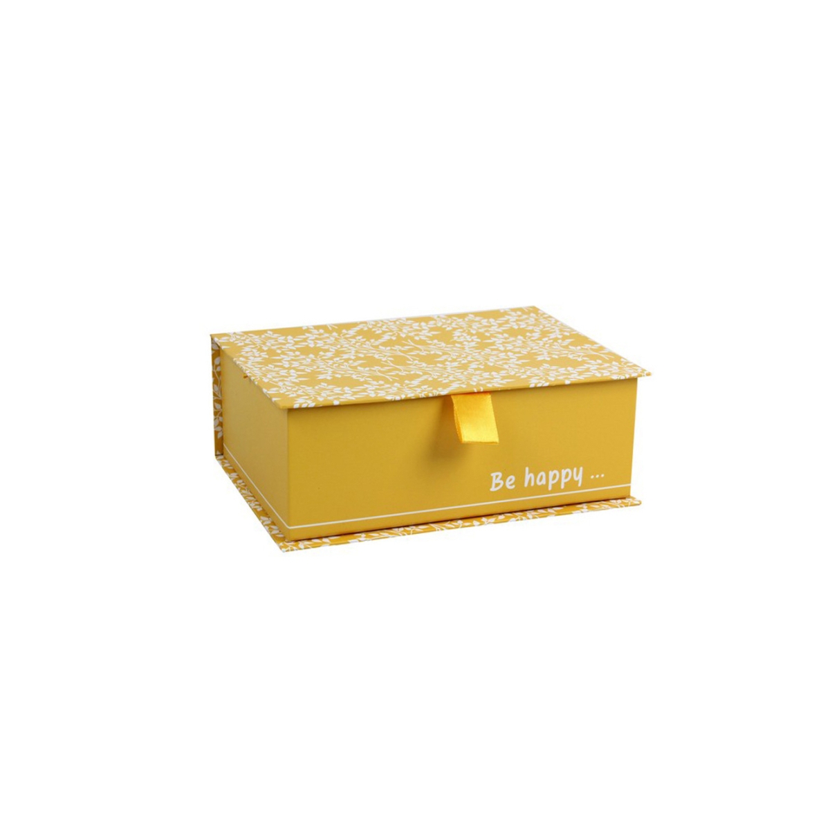 COFFRET RECTANGLE PLAT "BE HAPPY" 19*14*7 cm