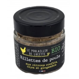 RILLETTES DE POULE AUX CITRONS CONFITS, THYM BIO (90 g)